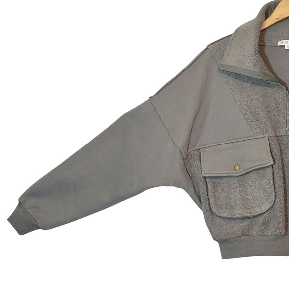 Aemi + Co Gray Half Zip Sweatshirt Exposed Seams Trendy Fall Streetwear Cozy S - Picture 6 of 15